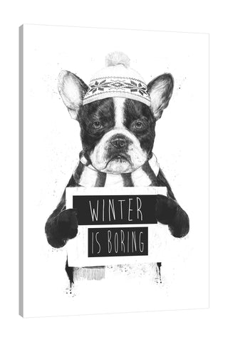 Balazs-Solti,Modern & Contemporary,Animals,Humor,animals,animal,dogs,dog,pug,pugs,words,words and phrases,winter is broing,hhats,,Red,Mist Gray,Teal Blue