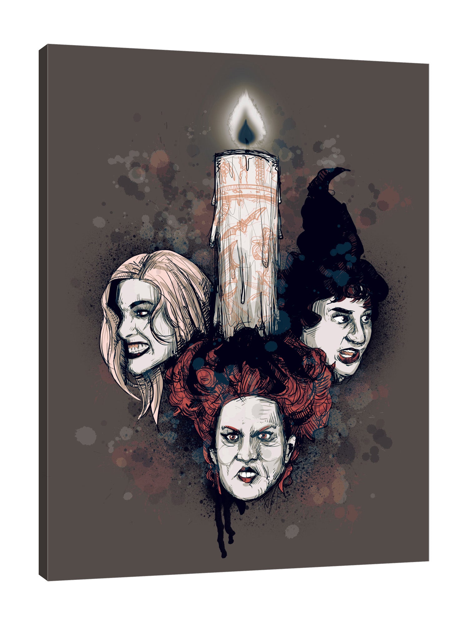 Ludwig-Van-Bacon,Vertical,3X4,Modern & Contemporary,People,Entertainment,woman,women,witch,angry,scary faces,candle,candles.dripping,drip,drips,black flame,brown,spots,spot,Charcoal Gray,White,Black,Rose Red,Purple,Blue