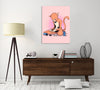 Ludwig-Van-Bacon,Vertical,3X4,Modern & Contemporary,Animals,catnip,cat,cats,animals,amimal,words,orange,scribble,pink,spots,tail,tails,Mist Gray,Red,Nude White,Gray