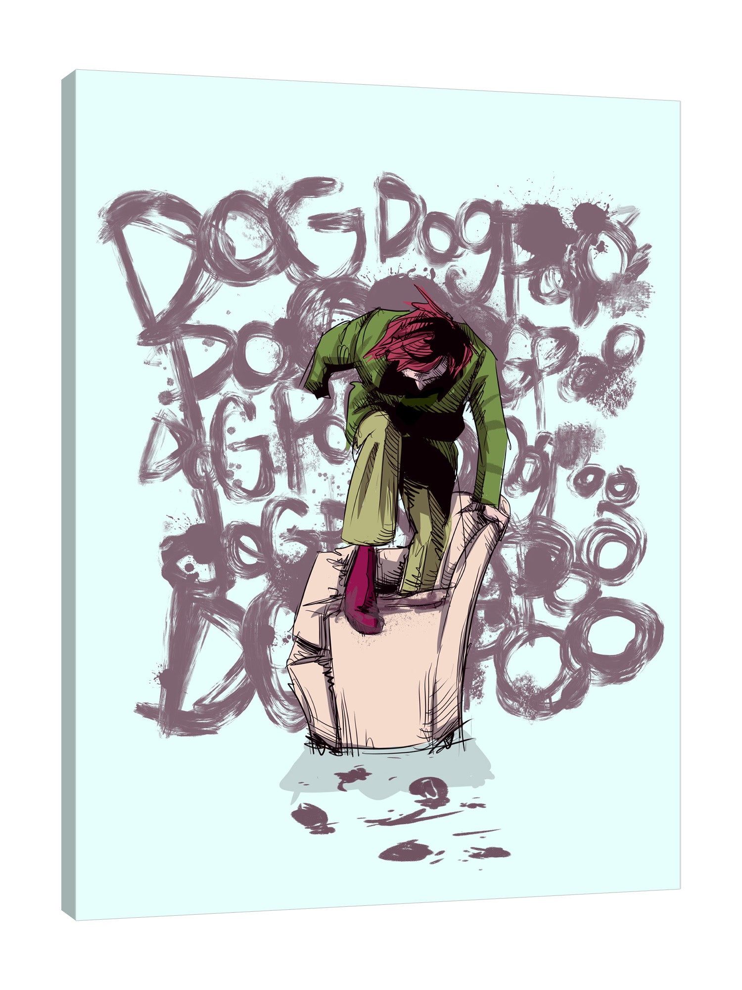 Ludwig-Van-Bacon,Vertical,3X4,Modern & Contemporary,People,man,guy,dog poo,dog poos,poos,poo,words,scribble,scribbles,brown,Lavender Purple,Purple,Mist Gray,Gray,Charcoal Gray,Blue,White
