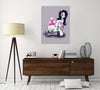 Ludwig-Van-Bacon,Vertical,3X4,Modern & Contemporary,Fantasy & Sci-Fi,Animals,People,woman,lady,horns,horn,skulls,skull,hearts,heart,knife,knives,candles,candle,erotic,fishnets,fishnet,snakes,snake,animals,animal,Brown,Purple,Black,Gray,White