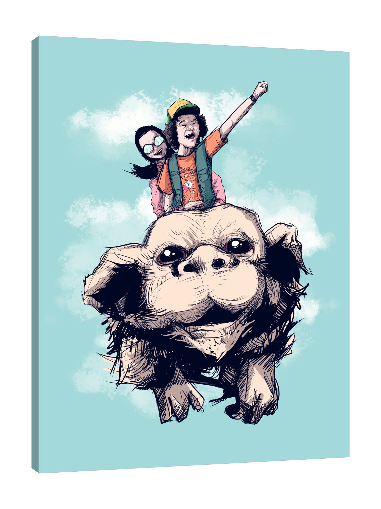 Ludwig-Van-Bacon,Vertical,3X4,Modern & Contemporary,Entertainments,Humor,People,Animals,Fantasy & Sci-Fi,never ending,neverending story,movies,movie,entertainment,humor,animals,animal,dog,dogs,flying dog,dustin,cinema,Blue,Red,Magenta Red,Black,Gray,Charcoal Gray,Sea Green,Lime Green