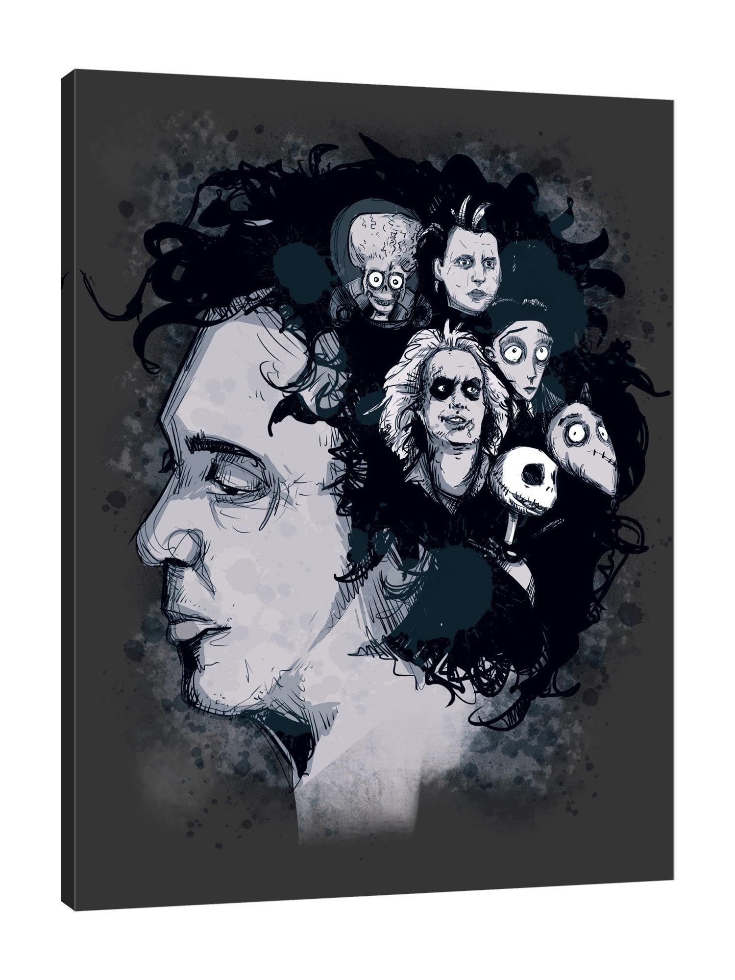 Ludwig-Van-Bacon,Vertical,3X4,Modern & Contemporary,Fantasy & Sci-Fi,Entertainment,People,tim burton,figures,figure,movie,movies,director,cinema,cinemas,characterscharacter,black,spots,spot,Sky Blue,Navy Blue,Blue,Army Green,Charcoal Gray,Green,White,Black