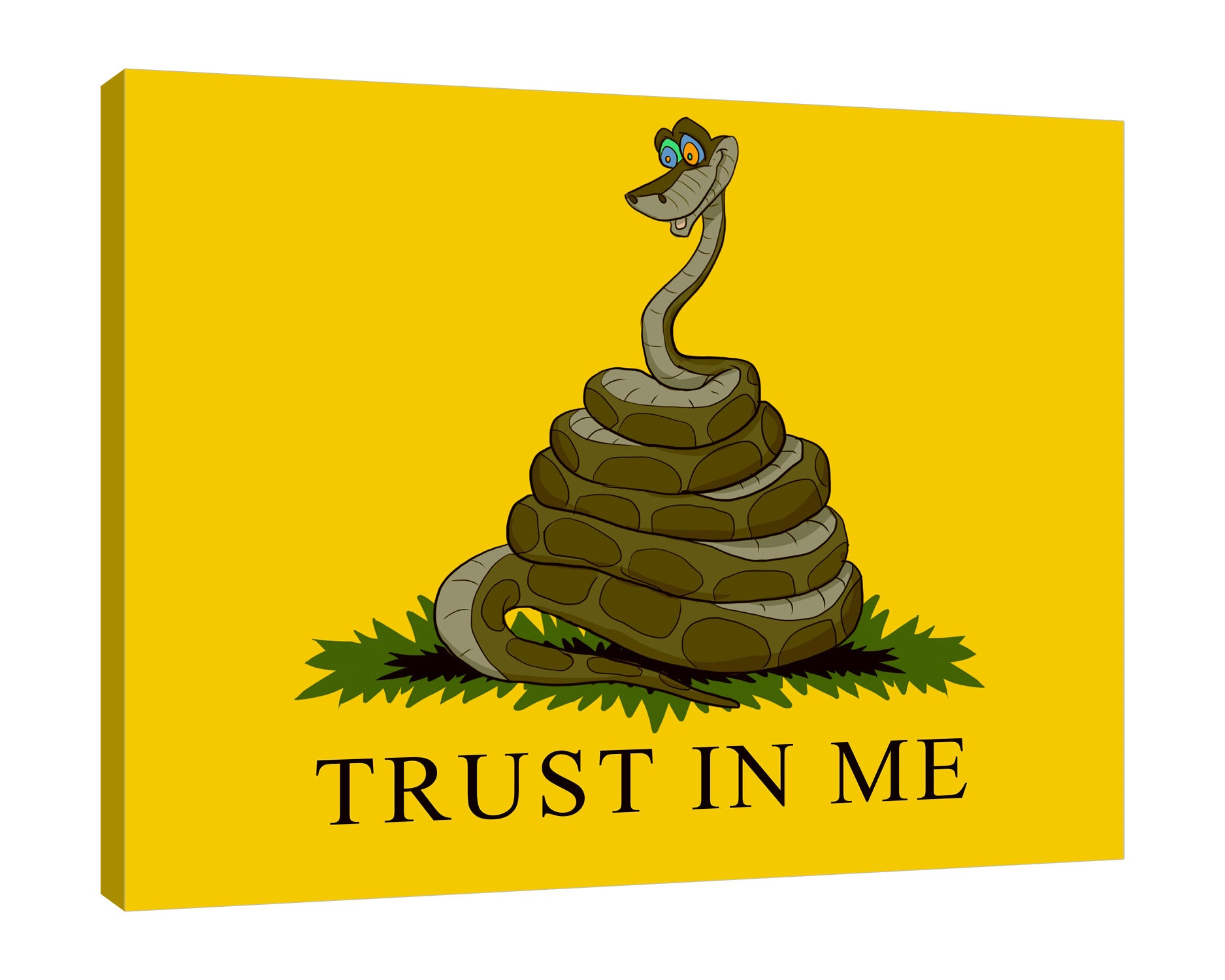 Ludwig-Van-Bacon,Horizontal,5X4,Modern & Contemporary,Animals,Spiritual,animals,animal,snakes,snake,words and phrases,words,trust in me,circles,circle,grass,grasses,yellow,green,Tan White,White,Charcoal Gray,Blue,Slate Gray,Mist Gray,Gray,Lavender Purple