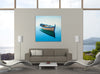 Horacio-Cardozo,Coastal,Modern & Contemporary,Nautical & Beach,Transportation,coastal,boat,boats,rowboat,rowboats,seas,sea,oceans,ocean,tranquil,bay,bays,rope,ropes,peaceful,peace,blue,landscape,Dark Pink,Blue,Green,Purple,Charcoal Gray,Gray,White,Black