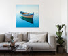 Horacio-Cardozo,Coastal,Modern & Contemporary,Nautical & Beach,Transportation,coastal,boat,boats,rowboat,rowboats,seas,sea,oceans,ocean,tranquil,bay,bays,rope,ropes,peaceful,peace,blue,landscape,Dark Pink,Blue,Green,Purple,Charcoal Gray,Gray,White,Black