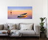 Horacio-Cardozo,Coastal,Modern & Contemporary,Nautical & Beach,Transportation,coastal,boat,boats,rowboat,rowboats,seas,sea,oceans,ocean,tranquil,bay,bays,rope,ropes,peaceful,peace,bouys,bouy,landscape,landscapes,Red,Blue,Purple,Pink Red,Gray,Tan White,Tan Khaki,Mist Gray,Green