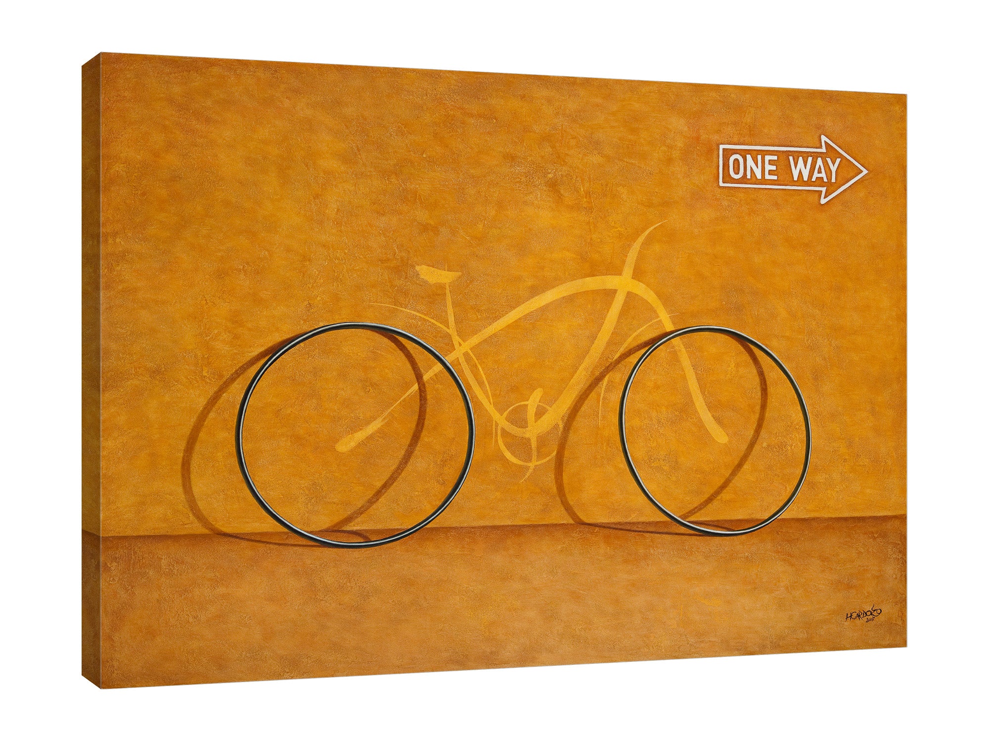 Horacio-Cardozo,Modern & Contemporary,Transportation,transportation,transportations,bike,bikes,bicycle,bicycles,tires,tire,one way,words,word,one,way,arrow,arrows,golden,Brown,Charcoal Gray,Mist Gray,White,Gray