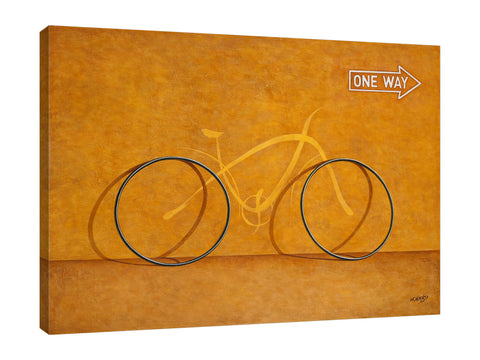 Horacio-Cardozo,Modern & Contemporary,Transportation,transportation,transportations,bike,bikes,bicycle,bicycles,tires,tire,one way,words,word,one,way,arrow,arrows,golden,Brown,Charcoal Gray,Mist Gray,White,Gray
