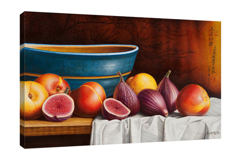 Horacio-Cardozo,Modern & Contemporary,Food & Beverage,fruits,fruit,apples,apple,bowls,bowl,peace,peaces,cloth,clothes,tablecloth,tableclothes,chinese,kitchen,Purple,Charcoal Gray,White,Black,Gray