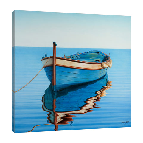 Horacio-Cardozo,Coastal,Modern & Contemporary,Nautical & Beach,Transportation,coastal,boat,boats,rowboats,rowboat,blue,seas,sea,beach,beaches,ocean,oceans,Lime Green,Purple,Charcoal Gray,White,Black,Gray