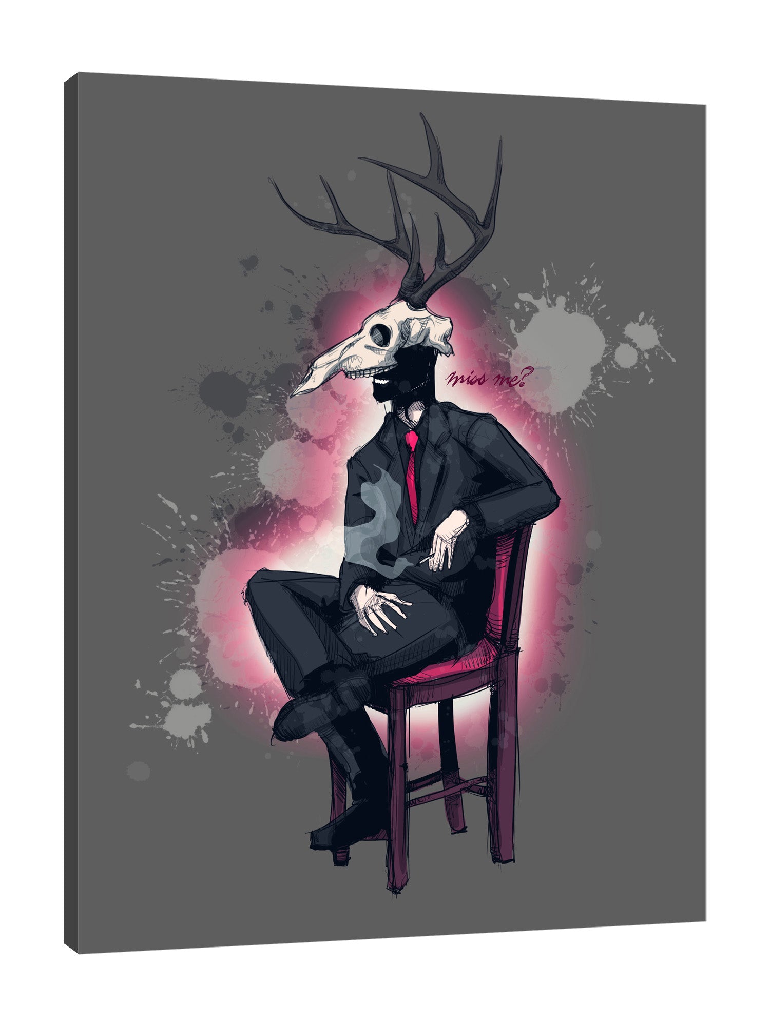 Ludwig-Van-Bacon,Vertical,3X4,Modern & Contemporary,People,Entertainment,Fantasy & Sci-Fi,bdsm,costumes,cosplay,erotic,man,men,smoking,smoke,cigars,cigar,chair,chairs,grunges,grunge,miss me,miss,horns,horn,mask,masks,Purple,Charcoal Gray,Blue,Green