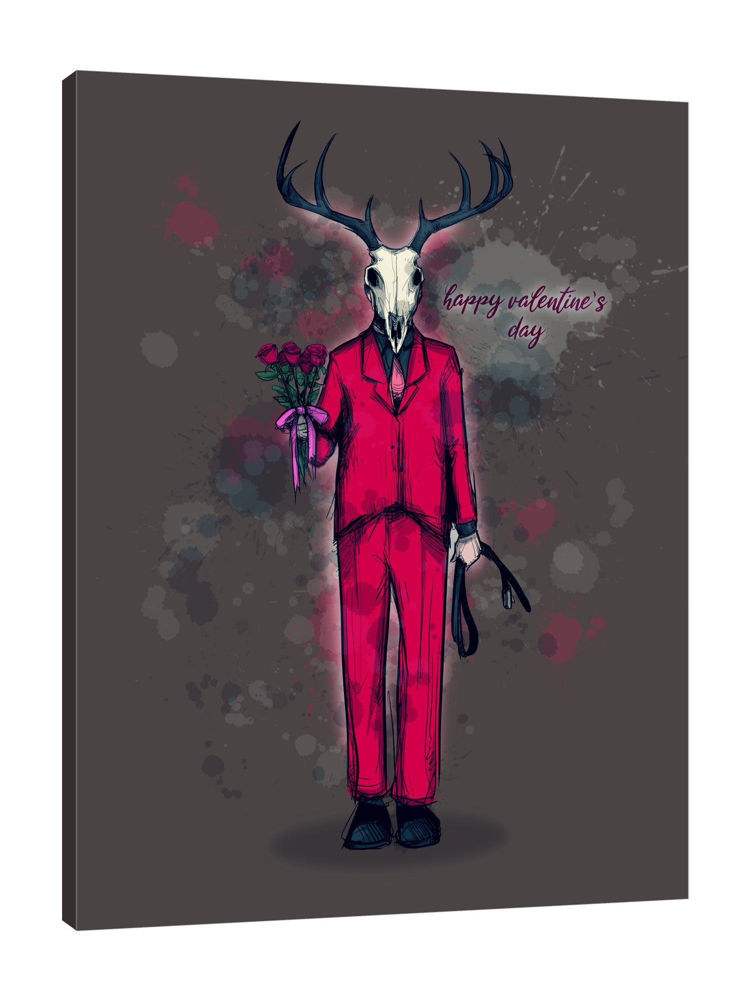 Ludwig-Van-Bacon,Vertical,3X4,Modern & Contemporary,People,Entertainment,Fantasy & Sci-Fi,Floral & Botanical,bdsm,costumes,cosplay,erotic,suits,suit,red,roses,rose,floral,florals,flower,flowers,horns,horn,mask,masks,grunges,grunge,Mint Green,White,Black,Jade Blue,MaroonPurple,Teal Blue,Gray