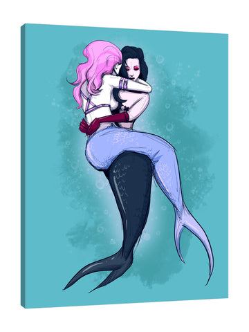 Ludwig-Van-Bacon,Vertical,3X4,Modern & Contemporary,Entertainment,Fantasy & Sci-Fi,mermaid,mermaids,bubble,bubbles,sea,seas,lgbt,fantasy,coastal,fashion,Charcoal Gray,Red,Mint Green,Blue,Green,Black,Mist Gray