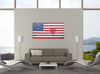 Raider-Originals,Vertical,1X2,Modern & Contemporary,Abstract,American,America,flag,flags,American flag,hearts,heart,lines,line,stars,star,blue,rectangle,rectangles,Rose Orange,Teal Blue,Brown,Charcoal Gray,White,Gray