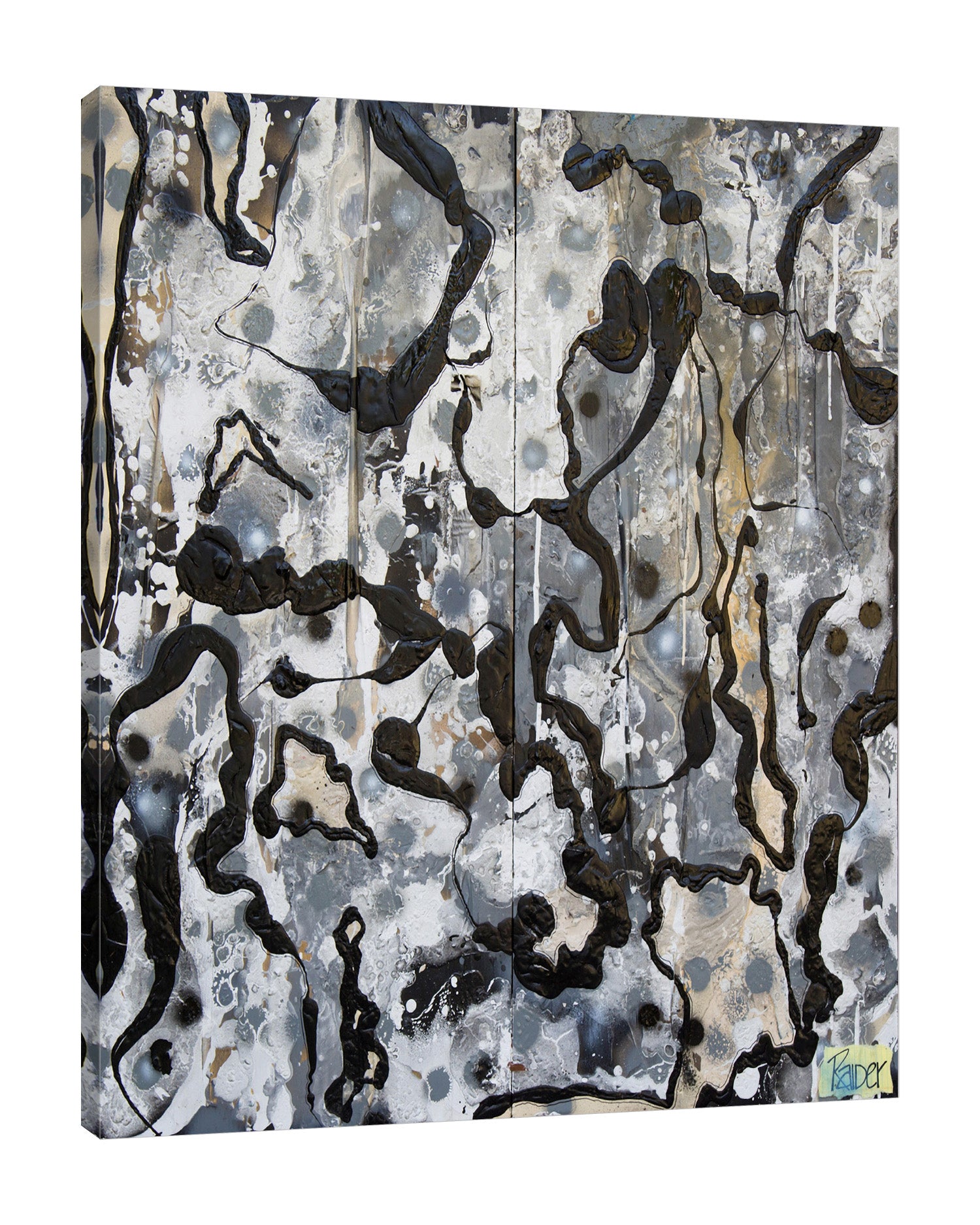 Raider-Originals,Vertical,4X5,Modern & Contemporary,Abstract,Abstract,Clouds,Cloud,Smoke,shapes,shape,lines,line,circle,circles,Charcoal Gray,Gray,Black,Blue,White