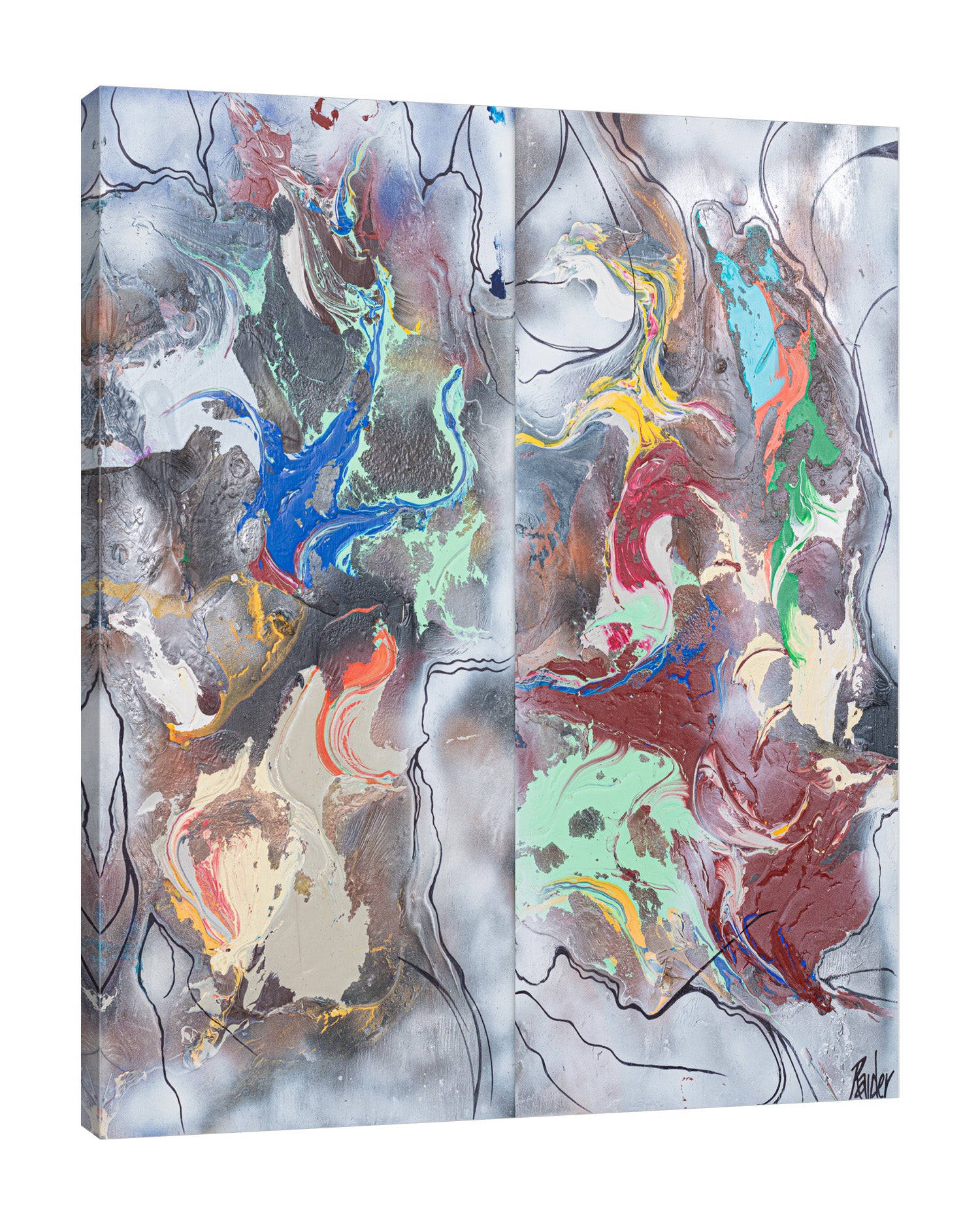 Raider-Originals,Vertical,4X5,Modern & Contemporary,Abstract,Abstract,Shapes,Shape,swirl,swirls,red,grunges,grunge,gray,lightning,colors,Red,Gray,Blue,Charcoal Gray,Jade Green,Black
