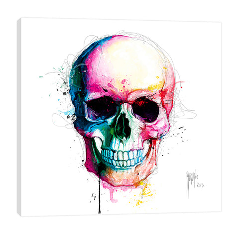 Patrice-Murciano,Modern & Contemporary,People,skulls,skull,ombre,bones,paint drips,lines,Ivory White,Charcoal Gray,Salmon Pink,White
