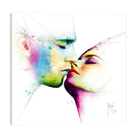 Patrice-Murciano,Modern & Contemporary,People,le baiser,woman,men,couple,love,ombre,lines,splatters,Red,Gray,Charcoal Gray,White