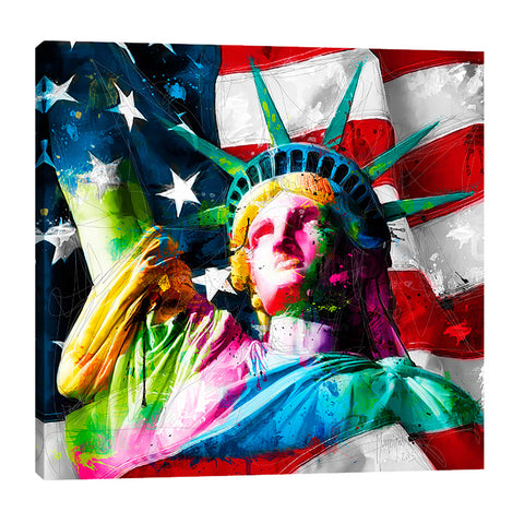 Patrice-Murciano,Modern & Contemporary,U.S. States,Cities & Countries,usa,liberty,usa flag,flags,america,statue,stars,stripes,Lime Green,Charcoal Gray,Brown,Gray,Blue,White,Black