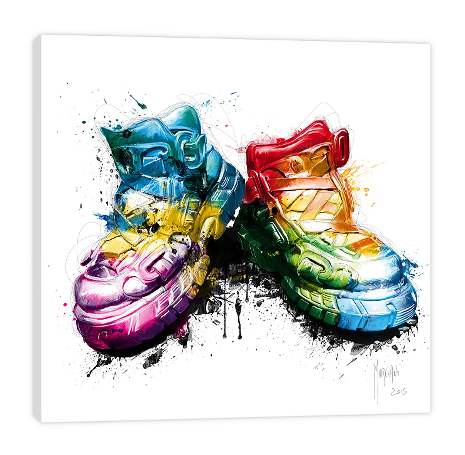 Patrice-Murciano,Modern & Contemporary,Entertainment,my shoes,shoes,shoe,fashion,colorful,ombre,splatters,paint drips,Red,Mist Gray,Charcoal Gray,Tan White,Gray