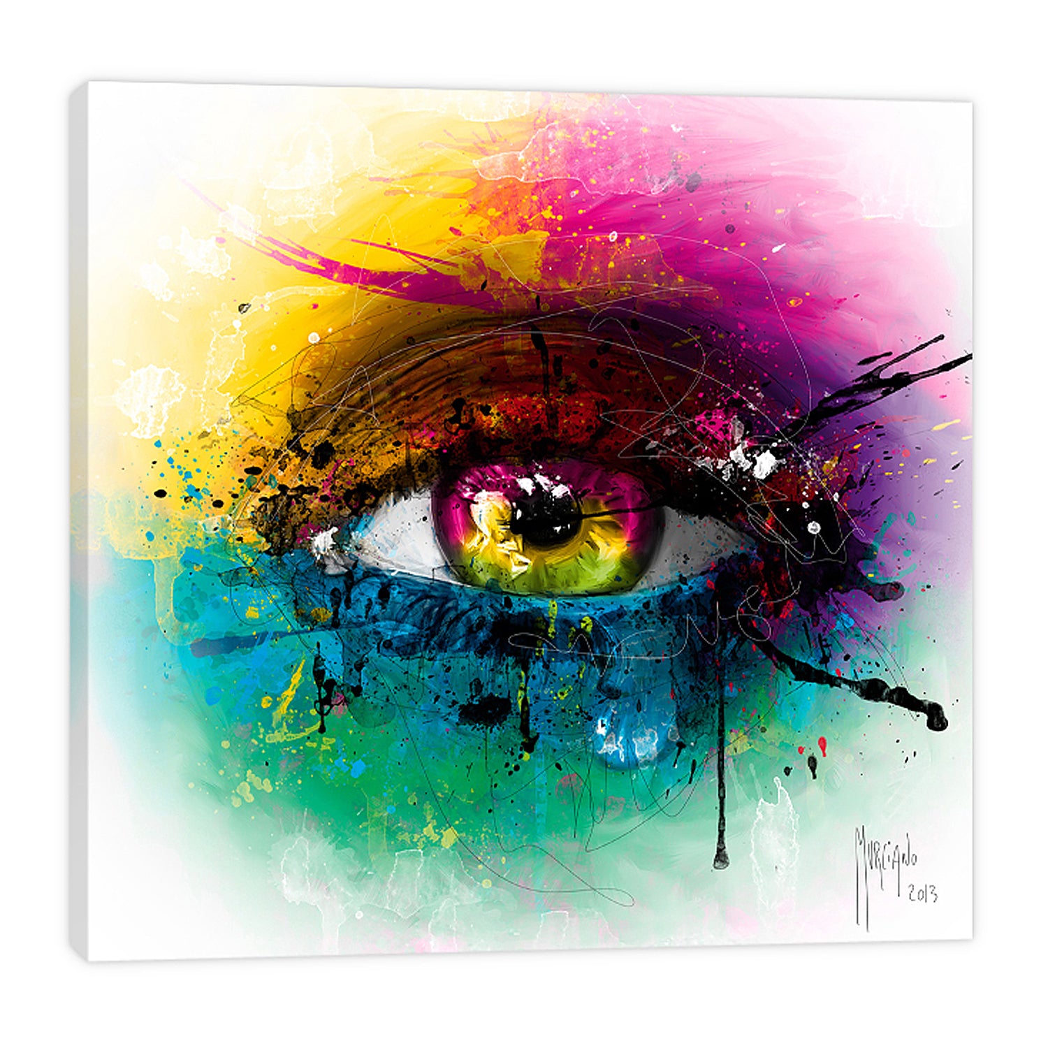 Patrice-Murciano,Modern & Contemporary,People,requiem for a dream,dreams,eyes,paint drips,splatters,ombre,Red,Lavender Purple,Mist Gray,Mint Green,Purple,Black,Navy Blue,Blue