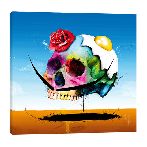 Patrice-Murciano,Modern & Contemporary,Entertainment,surreal  skull,skulls,egg,floral,flowers,mustache,paint drips,splatter,Red,Black,Gray,Green,Blue