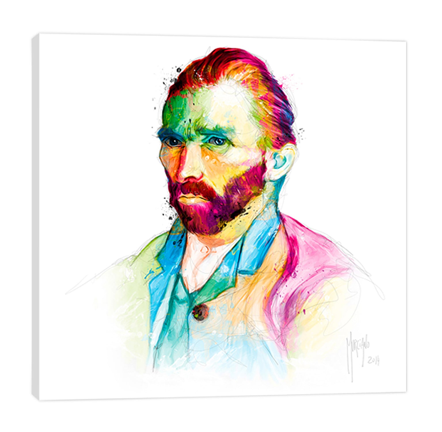 Patrice-Murciano,Modern & Contemporary,People,van gogh,artist,pop,man,mustache,colorful,ombre,male,Tan Orange,White,Sky Blue,Gray