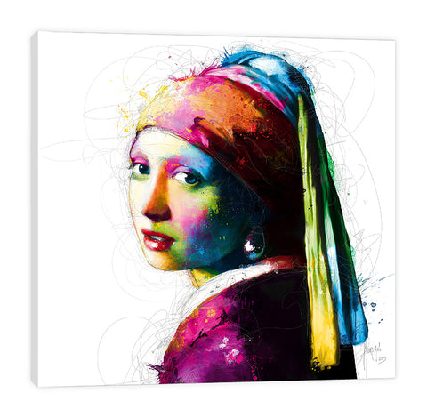 Patrice-Murciano,Modern & Contemporary,People,vermeer,woman,lady,pop,ombre,lines,scribbles,fashion,Red,Gray,Rose Red,Black,MaroonPurple,Blue