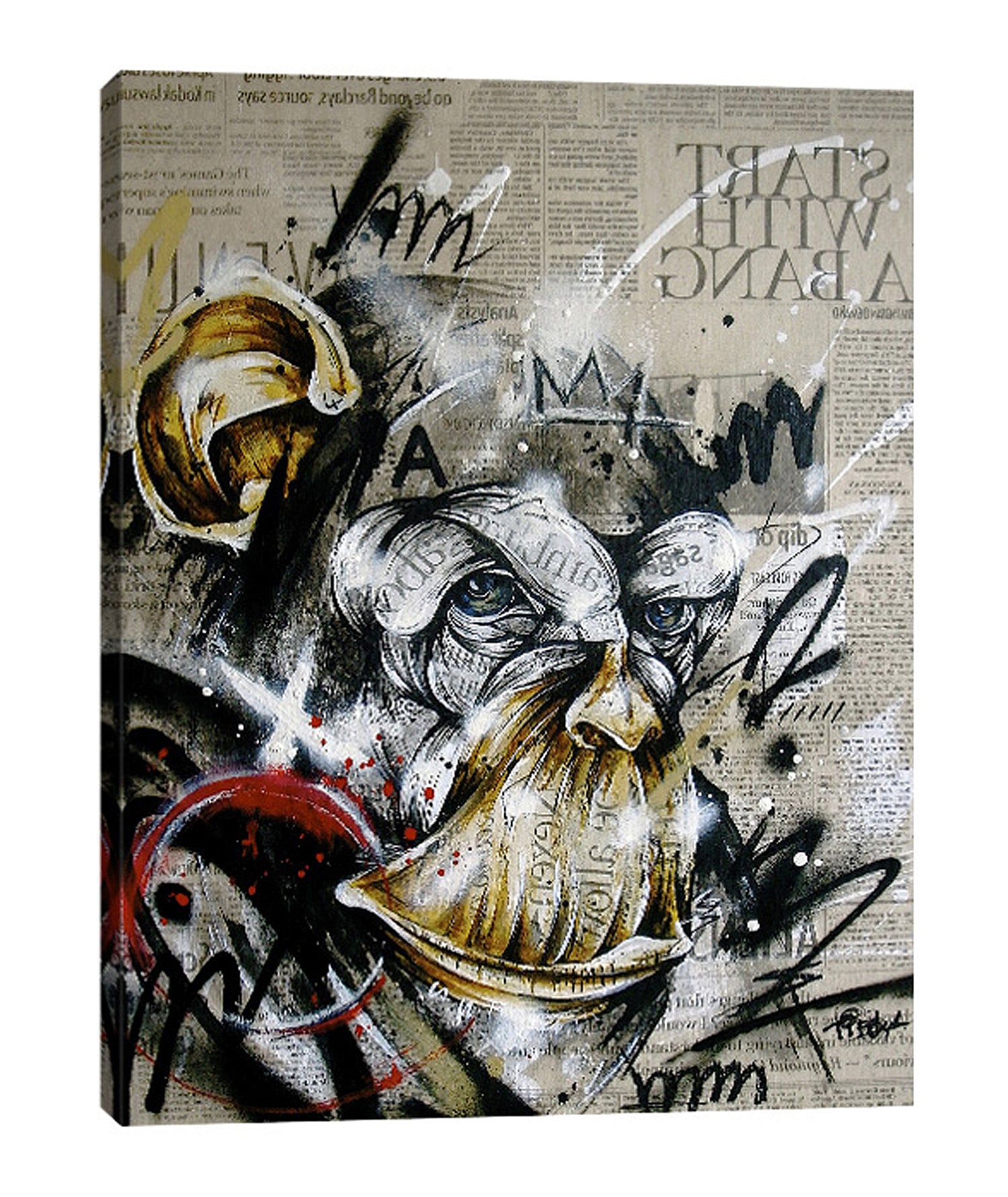 Taka-Sudo,Modern & Contemporary,Animals,strat with a bang,words and phrases,ape,apes,animals,animal,crown,doodles,Red,Blue,Jade Green,Black,Pale Green,Charcoal Gray,Purple