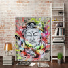 Taka-Sudo,Modern & Contemporary,People,buddha,people,ombre,splatter,lines,figure,Charcoal Gray,Purple,Black,Sky Blue,White,Gray