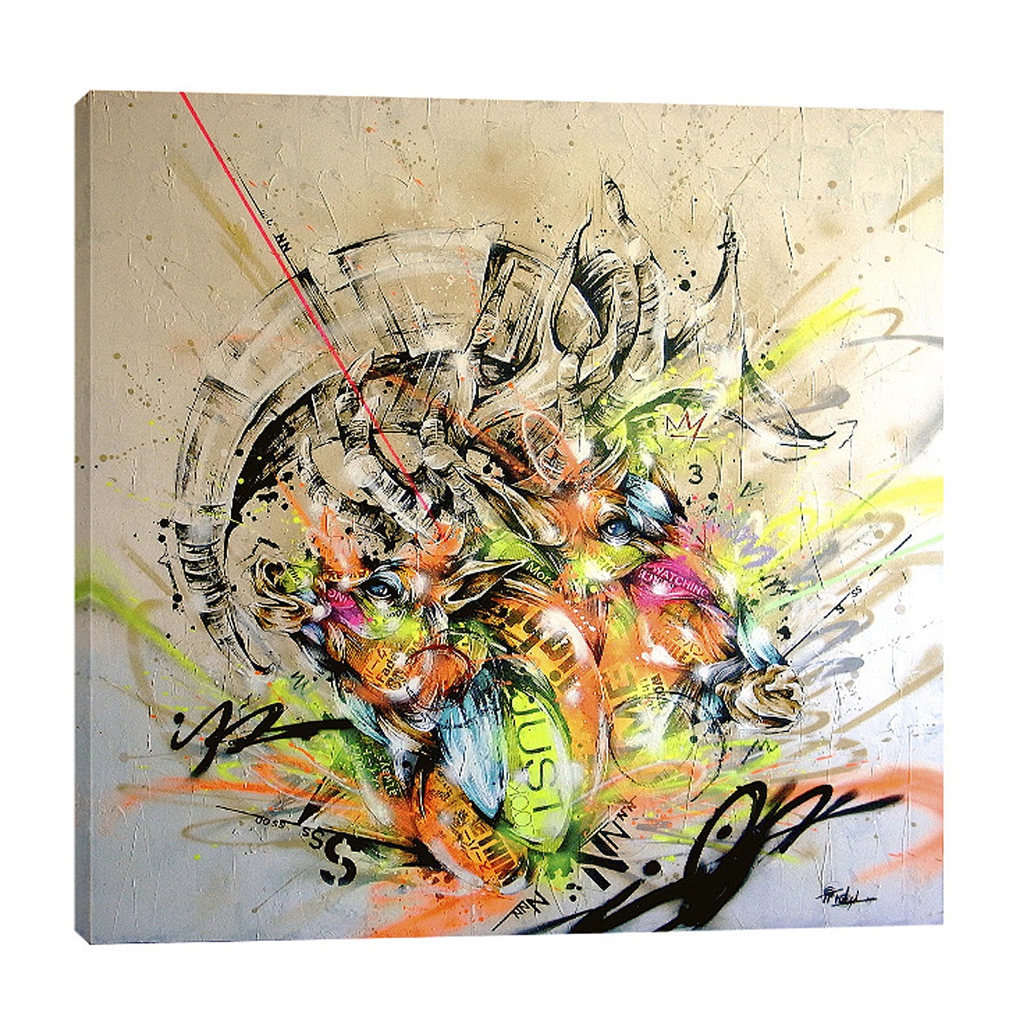 Taka-Sudo,Modern & Contemporary,Animals,unison,animals,animal,lines,colorful,horns,horn,longhorns,Red,Gray,Charcoal Gray,Lavender Purple,Jade Green,Blue,Navy Blue