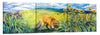 Iris-Scott, impressionism, animal, daisies, finger paint, fox, grass, green, Iris-Scott, landscape, multi-panel, surreal, yellow, multi-panel