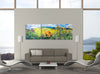 Iris-Scott, impressionism, animal, daisies, finger paint, fox, grass, green, Iris-Scott, landscape, multi-panel, surreal, yellow, multi-panel