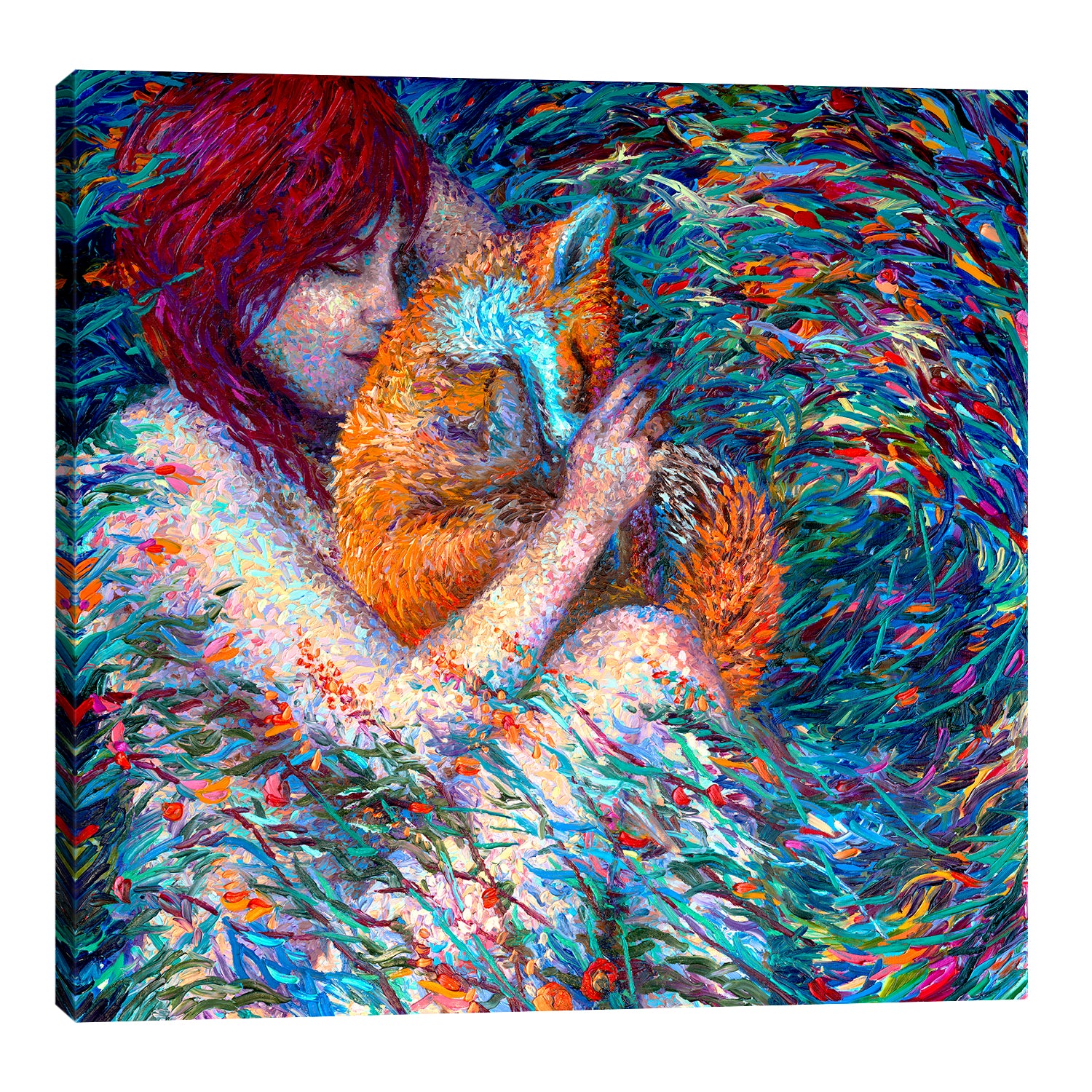 Iris-Scott,Modern & Contemporary,People,Animals,woman,fox,animals,foxes,women,florals,flowers,leaves,