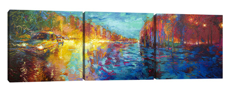 Iris-Scott, impressionism, automotive, buildings, cars, cities, Iris-Scott, Modern & Contemporary, taxis, Transportation, multi-panel