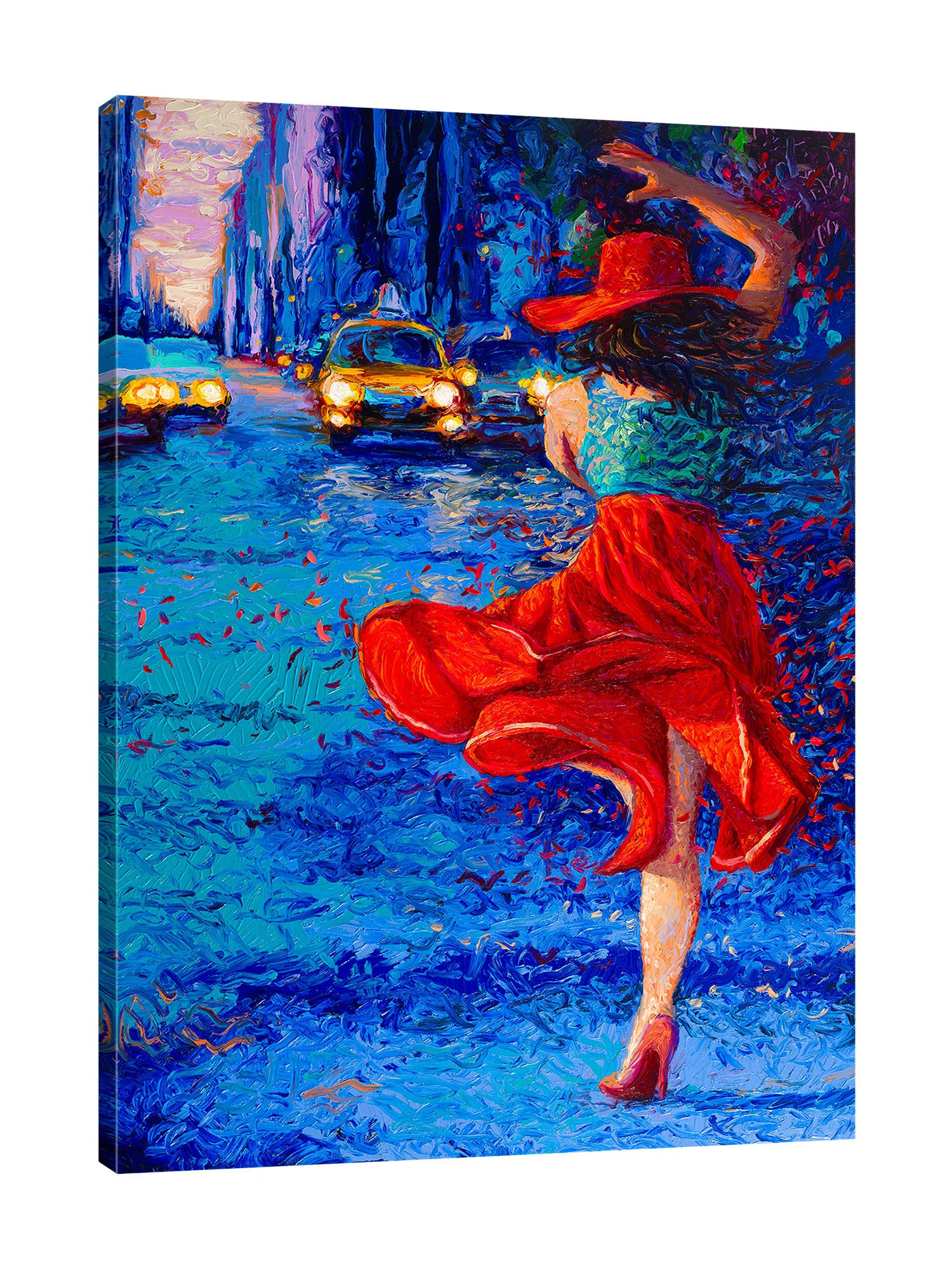 Iris-Scott,Modern & Contemporary,People,woman,women,skirt,red skirt,taxi,car,automotive,