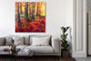 Iris-Scott,Modern & Contemporary,Landscape & Nature,trees,reds,leaves,florals,flowers,skies,blue,