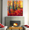 Iris-Scott,Modern & Contemporary,Landscape & Nature,trees,reds,leaves,florals,flowers,skies,blue,