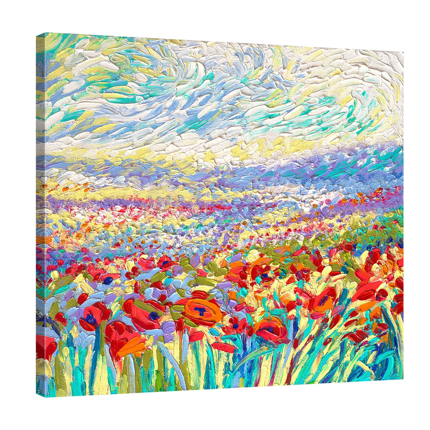 Iris-Scott,Modern & Contemporary,Landscape & Nature,finger paint,surreal,meadow,poppy,flowers,field,nature,landscape,