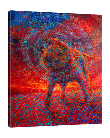 Iris-Scott,Modern & Contemporary,Animals,finger paint,dog,animal,shaking dog,wet,sunset,surreal,