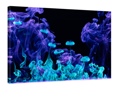 Don-Farrall,Modern & Contemporary,Abstract,moonlit play,play,smoke,smokes,blue,violet,Red,Blue,Pale Green,Black