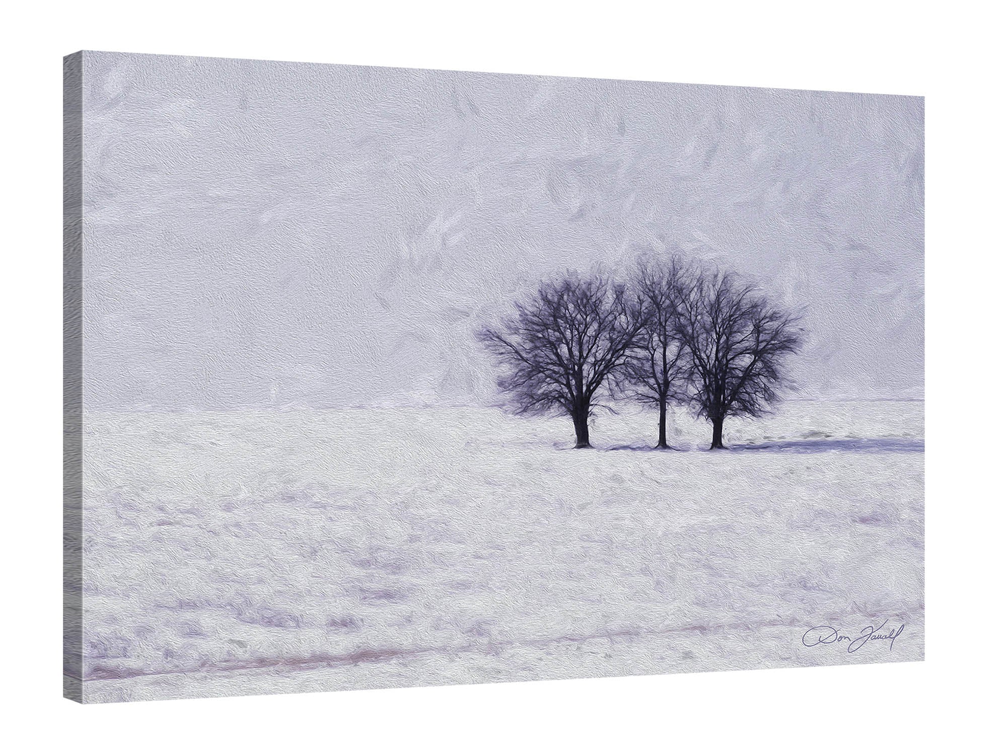 Don-Farrall,Modern & Contemporary,Landscape & Nature,trees,tree,snow,shadow,white,Sky Blue,Cranberry Red,Lime Green,Blue,Mist Gray,White,Gray