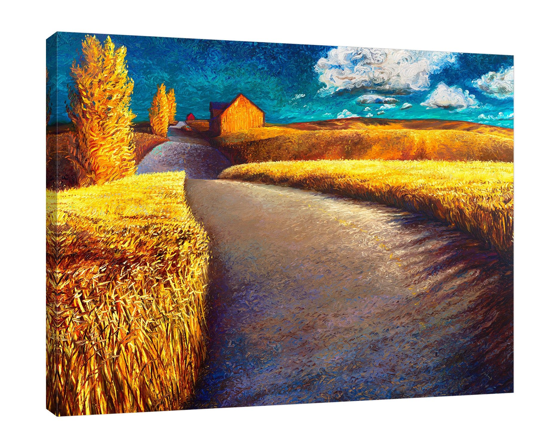 Iris-Scott,Modern & Contemporary,Landscape & Nature,wheats,clouds,barn,grains,