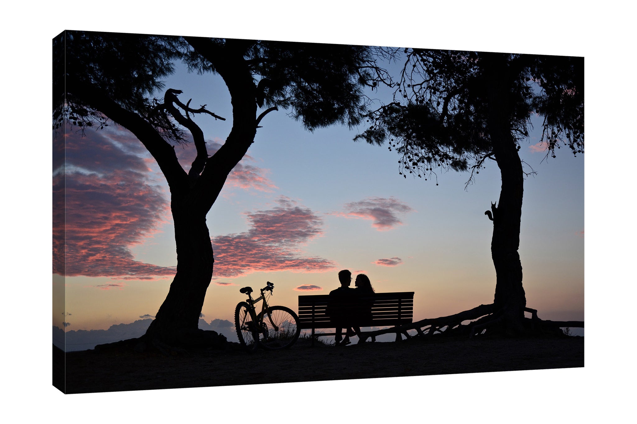 Dominic-Liam,Modern & Contemporary,People,couple,bench,trees,forests,bikes,Red,Black,Blue Gray,Purple,Cranberry Red,Gray,Sea Green,Blue