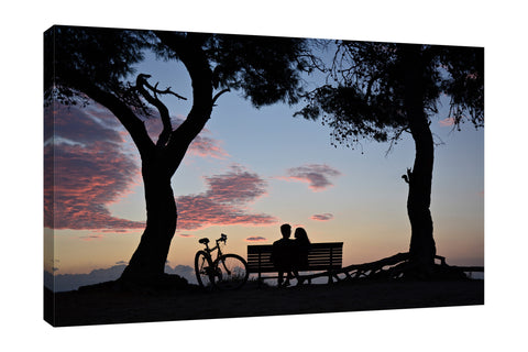 Dominic-Liam,Modern & Contemporary,People,couple,bench,trees,forests,bikes,Red,Black,Blue Gray,Purple,Cranberry Red,Gray,Sea Green,Blue