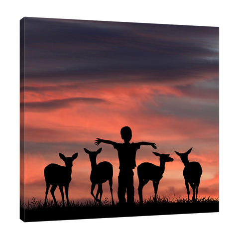 Dominic-Liam,Modern & Contemporary,Animals,silhoutte,deers,animals,boy,Red,Blue,Black,Gray,Green,Purple,Charcoal Gray,Mist Gray,Midnight Purple