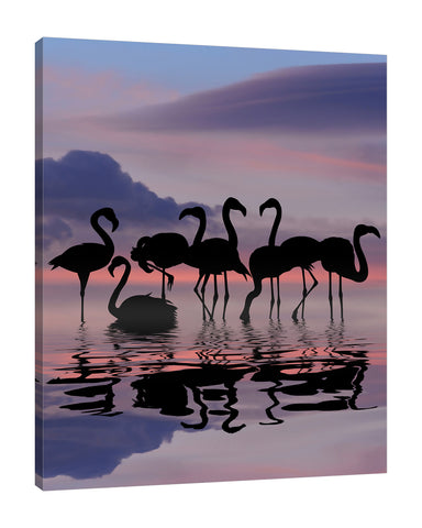 Dominic-Liam,Modern & Contemporary,People,flamingoes,flamingo,skies,coastal,Red,Black,Teal Blue,Charcoal Gray,Blue,White,Gray