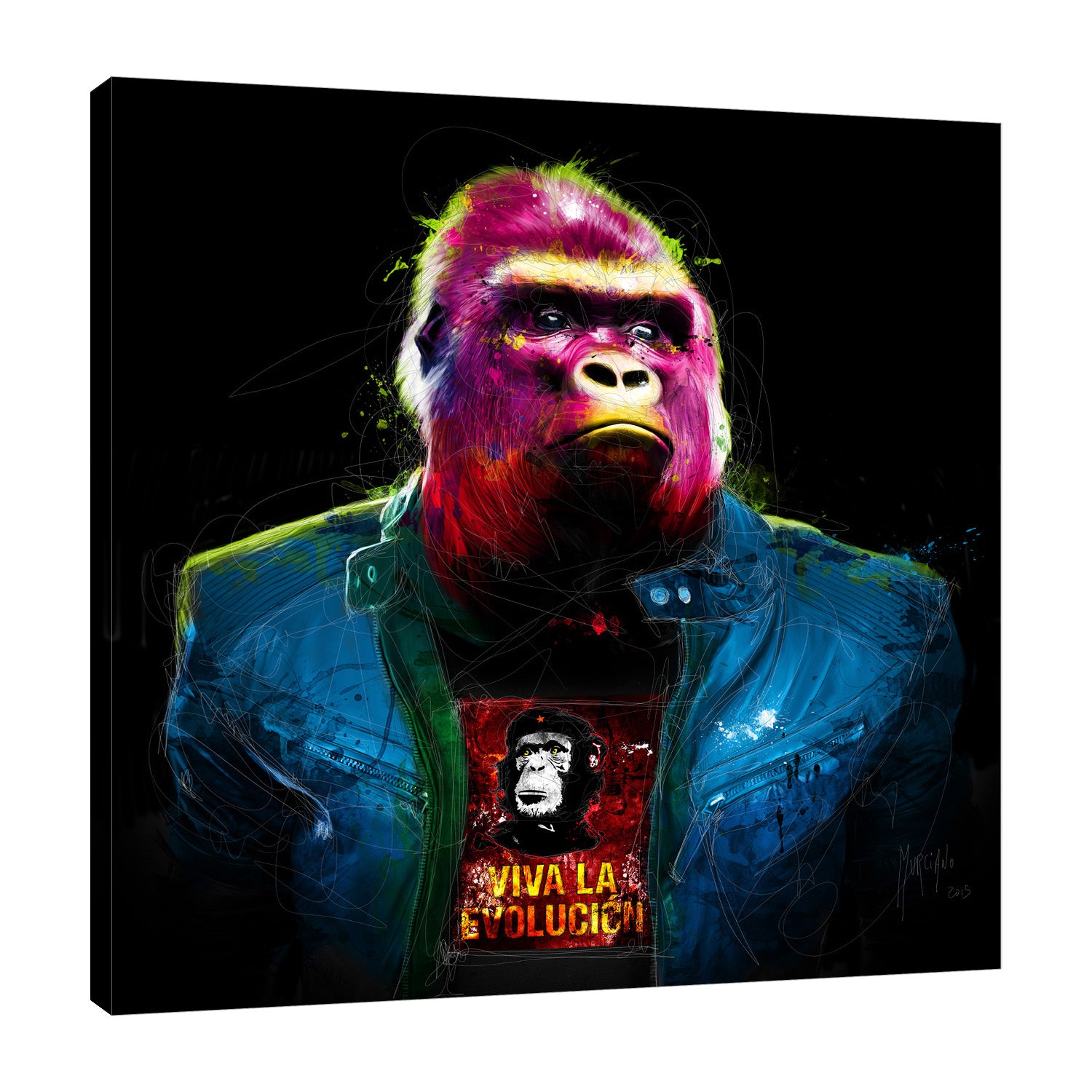 Patrice-Murciano,Modern & Contemporary,Animals,gorilla,animals,jackets,pink,Red,Gray,Purple,Blue,Charcoal Gray,Black