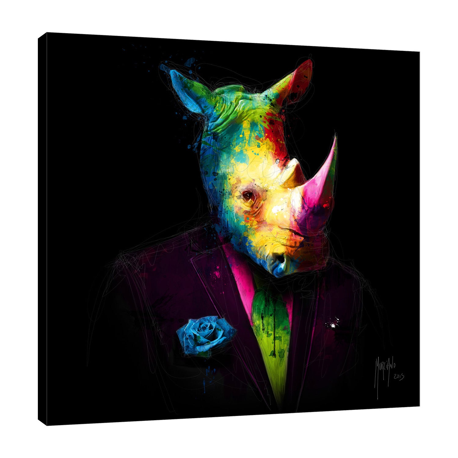 Patrice-Murciano,Modern & Contemporary,Animals,rhinoceros,animals,horns,animals,tie,Red,Sea Green,Gray,Mist Gray,Blue,Purple,Charcoal Gray,Black